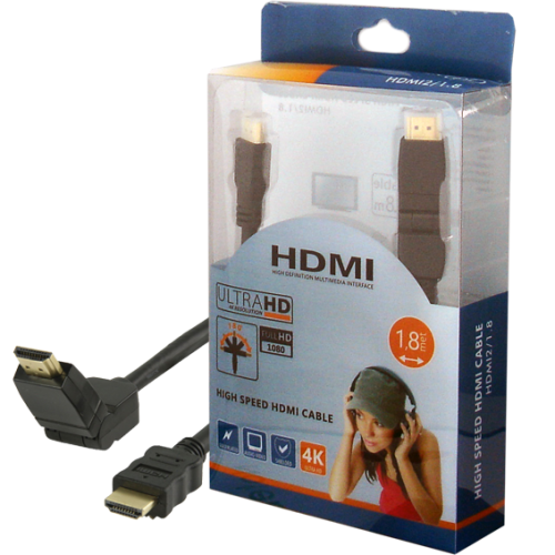el-zap-elektromaterijal HDMI kutni kabel dužina 1,8 met, ver.1.4, 4K, 3D, HEC, HDCP, ARC 1